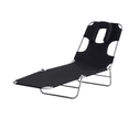 thumbnail image 1 of Outsunny Chaise Longue Pliante Réglable avec Ouverture pour le Visage - Ensemble de 1, Noir, 1 of 10