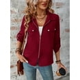 thumbnail image 7 of Women’s Jackets Fall Long Sleeve Lapel Zipper Pocket Button Street Style Casual Chic Motorcycle Coat S-2XL, 7 of 7