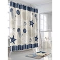 thumbnail image 3 of Boanket Polyester Fabric Navy Blue Coastal Shower Curtain, Ocean Nautical Starfish Coral Striped Waterproof Bathtub Curtain Bathroom Decor Set with Hooks 72 x 84 Inches,, 3 of 6
