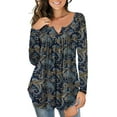 thumbnail image 5 of FOLUNSI Womens Plus Size Tunic Tops Long Sleeve Casual Floral Henley Shirts M-4XL, 5 of 8