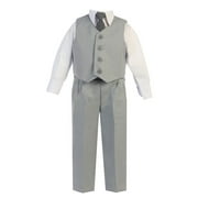 Little Boys Light Gray Vest Pants Special Occasion Outfit Set 4