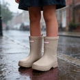 thumbnail image 2 of Angala Girls Rain Boots Mid Calf Solid Waterproof Lightweight Non- Outdoor Dailywear Girls Rain Boots Size 1-2.5 Years Beige, 2 of 5