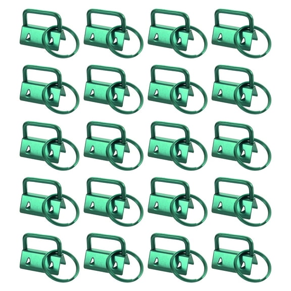 20Pack 25mm/ 1-inch Key Fob Hardware with Keychain Ring for Bag Webbing Wristlets, Green