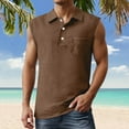 thumbnail image 2 of Men's Sleeveless Button Down Tank Top Shirt Gym Workout Running Beach Summer Tee Vest Big And Tall Muscle Fit Mens Summer Lightweight Pullover Tee Shirts, 2 of 5