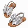 thumbnail image 3 of kpoplk Toddler/Little Kid Girls Dress Cross Strappy Open Toe Sandals Casual Flat Sandals with Ankle Strap(Silver,9.5), 3 of 7