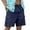 Navy, variant on Mens Linen Shorts Casual Solid Color Elastic Waist Straight Knee Length Shorts Breathable Beach Shorts