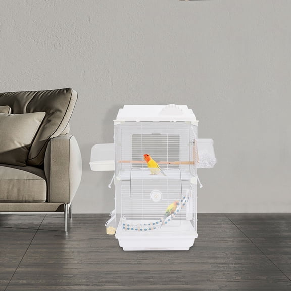 1 PCS White Bird Cage, Two-tier Bird Cage, Parakeets Cage,  2-3 Small Birds Capacity, 40*28*71cm/15.74*11.02*27.95in