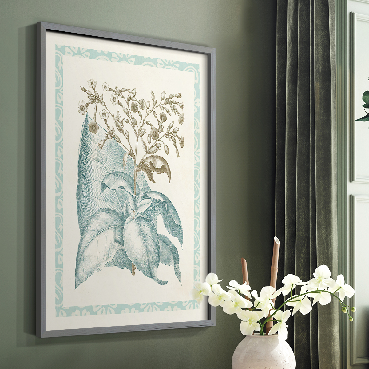 Willow Blue Besler I Framed Print - Solid Wood in Single Picture Frame Solid Wood 2 Framed Print