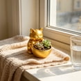 thumbnail image 2 of JHyouerji Cute Cat Shaped Plastic Succulent Planter Pot 7x2x3 Inch,Gold Drainage Hole Small Flower Container for Windowsill Office Indoor Plant Home Decor, 2 of 6
