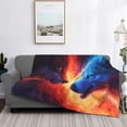 thumbnail image 2 of Disketp Red And Blue Fire Wolf Flannel Blankets - Thick and Warm Blanket for Winter, Soft Fuzzy Plush King Blanket for All Seasons60"x50", 2 of 6