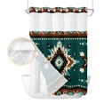 thumbnail image 2 of Southwestern Green No Hook Shower Curtain Waterproof, Bathroom Curtains with Snap in Liners and See Through Top Window, Boho Retro Ethnic Geometric Hotel Style Bathtub Curtains Shower 72"Wx84"L, 2 of 8