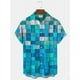 thumbnail image 2 of Camisa de hombre nueva con estampado a cuadros, manga corta, estilo cubano, hawaiano, de gran tamaño, para fiestas de verano, unisex, para hombre, 2 of 4