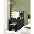 thumbnail image 4 of VASAGLE Vanity Desk with Mirror and Lights, Makeup Vanity Set with Stool, Power Outlets, Dimmable LED Lights - Bedroom Beauty Station, Ink Black, 4 of 6