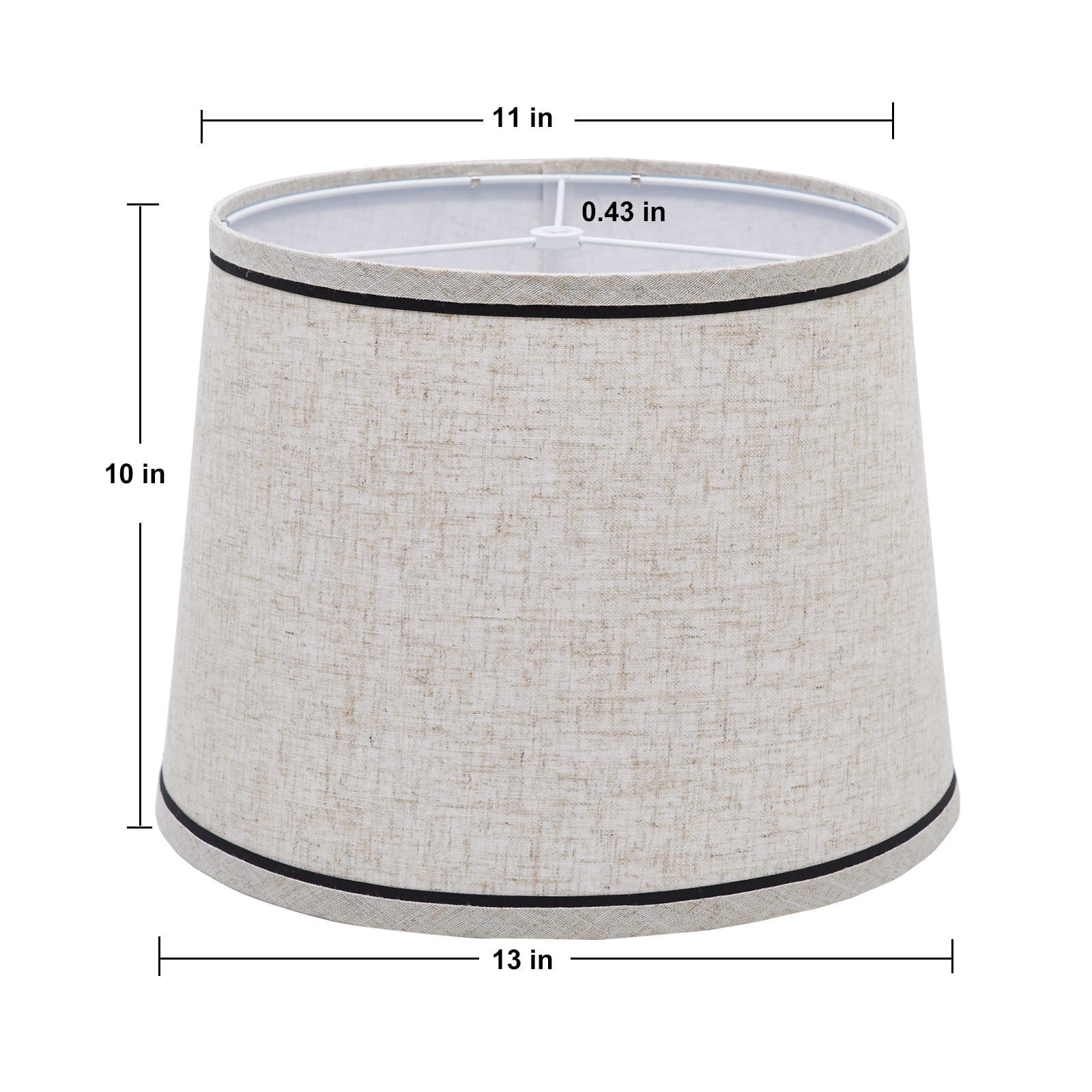 Drum Lampshades Set of 2, Fabric Lampshades for Table Lamps Floor Lamps, Medium Lampshades 13" Top x 11" Bottom x 10" High, Natural Linen Hand Crafted, Lamp Shade Harp Holder Included