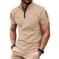 thumbnail image 4 of WEAIXIMIUNG T-Shirt Patchwork Décontracté pour Hommes, Col Montant, Manches Courtes, Couleur Unie, 4 of 8