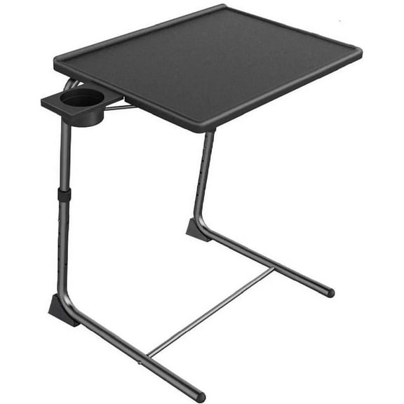 Perlegear Portable 6 Height & 3 Tilt Angles TV Tray Table TV Dinner Sofa Desk for Home Office, Black
