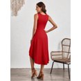 thumbnail image 3 of Elegant stylish sleeveless solid color A-line pleated dress, 3 of 4