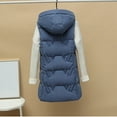thumbnail image 6 of jtjvou Womens Puffer Vest Sleeveless Hooded Zip Up Jacket Casual Quilted Winter Coat Stand Collar Gilet Jacket with Pockets Blue L, 6 of 9