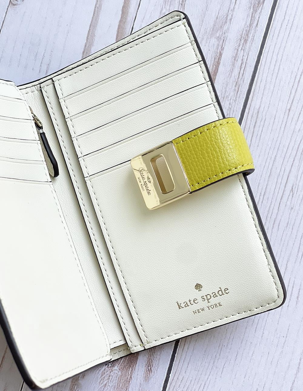 Kate Spade New York Women's Phoebe Refined Grain Leather Medium Wallet (Lime Slice)