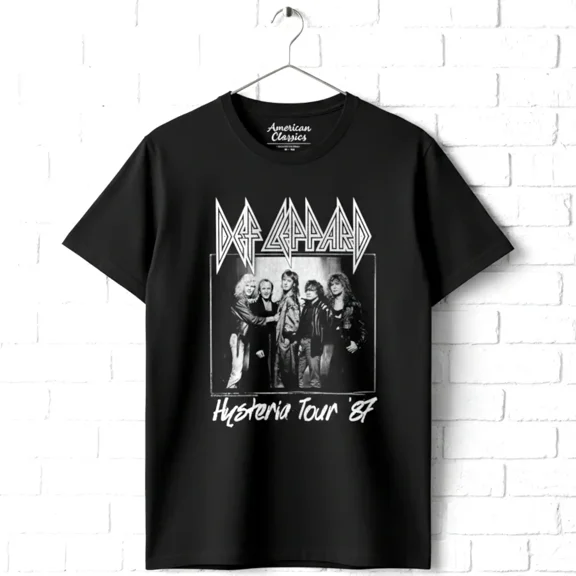 Def Leppard Hysteria Tour Licensed Adult T Shirt (Black, Big&TallLT)