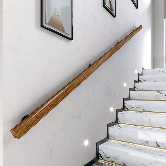 Indoor Stairs Handrail Wood Handrails, 1.5ft-12ft Non-Slip Professional Pine Handrails Complete Kit Hand Grab Rail Wall Mounted Barrier-Free Staircase Grab Bar, Comfy and Long Last Using(Size:7ft)