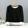 thumbnail image 2 of cfhntfmh Women's Winter Warm Sherpa Lined Sweatshirt Solid Color Fleece Crewneck Pullover Loungewear Warm Tops（Black,Large), 2 of 3