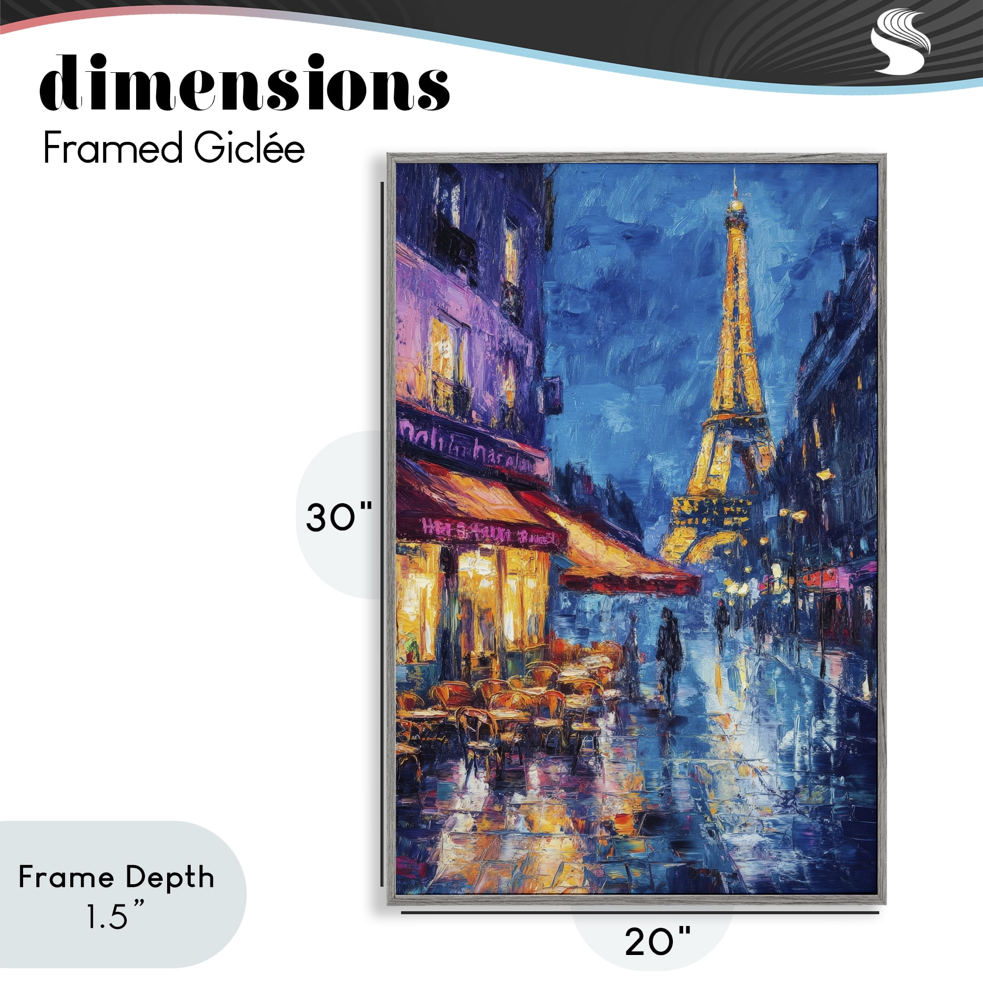 Stupell Industries Dusk Paris Street Scene Gray Framed Giclee Art, design by Petal Prints Design