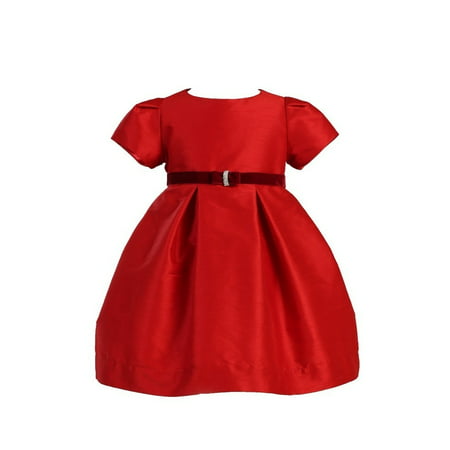 Angels Garment Baby Girls Velvet Ribbon Brooch Red Dress 12M