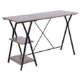 thumbnail image 1 of FurnitureR Maddie Modern Engineered Wood Computer Desk with Shelves in Brown, 1 of 8