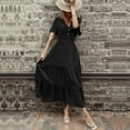 thumbnail image 5 of adviicd Robes pour Femmes Robe d'Été Imprimée en Dentelle Contrastée Col Rond Sans Manches Ligne Courte Noire,m, 5 of 5