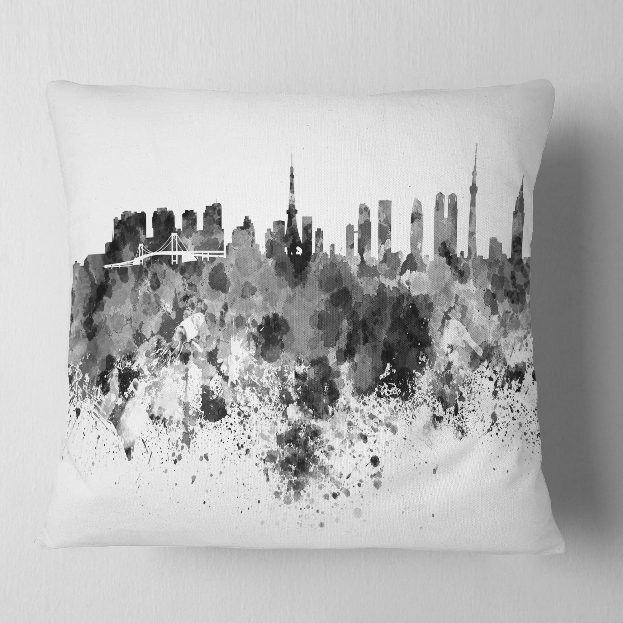 Designart Tokyo Skyline - Cityscape Throw Pillow - 16x16