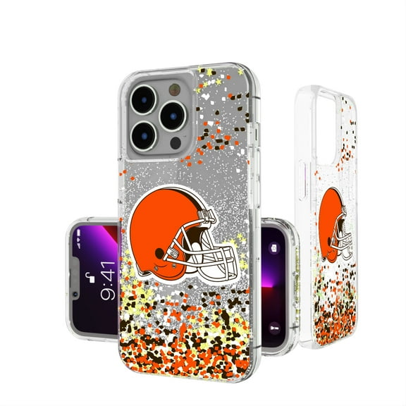 Cleveland Browns iPhone Glitter Case with Confetti Design