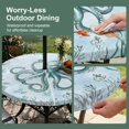 thumbnail image 5 of Round Outdoor Tablecloth with Umbrella Hole and Zipper, Coastal Octopus Tablecloth with Elastic Waterproof, Cyan Nautical Fish Shells Seaweeds Patio Table Covers for 45" - 54" Picnic Pool Tables, 5 of 9