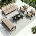 thumbnail image 5 of ALAULM 8-Seat Aluminum Patio Furniture Set, Outdoor Patio Conversation Set with Rectangular Metal Coffee Tables and 5.1" Cushions for Patio Backyard Poolside，Sand, 5 of 7