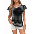 thumbnail image 4 of Blusas de Punto de Corta para Mujer, Cuello Redondo de Verano con Volantes, Color Negro, Talla M, 4 of 10