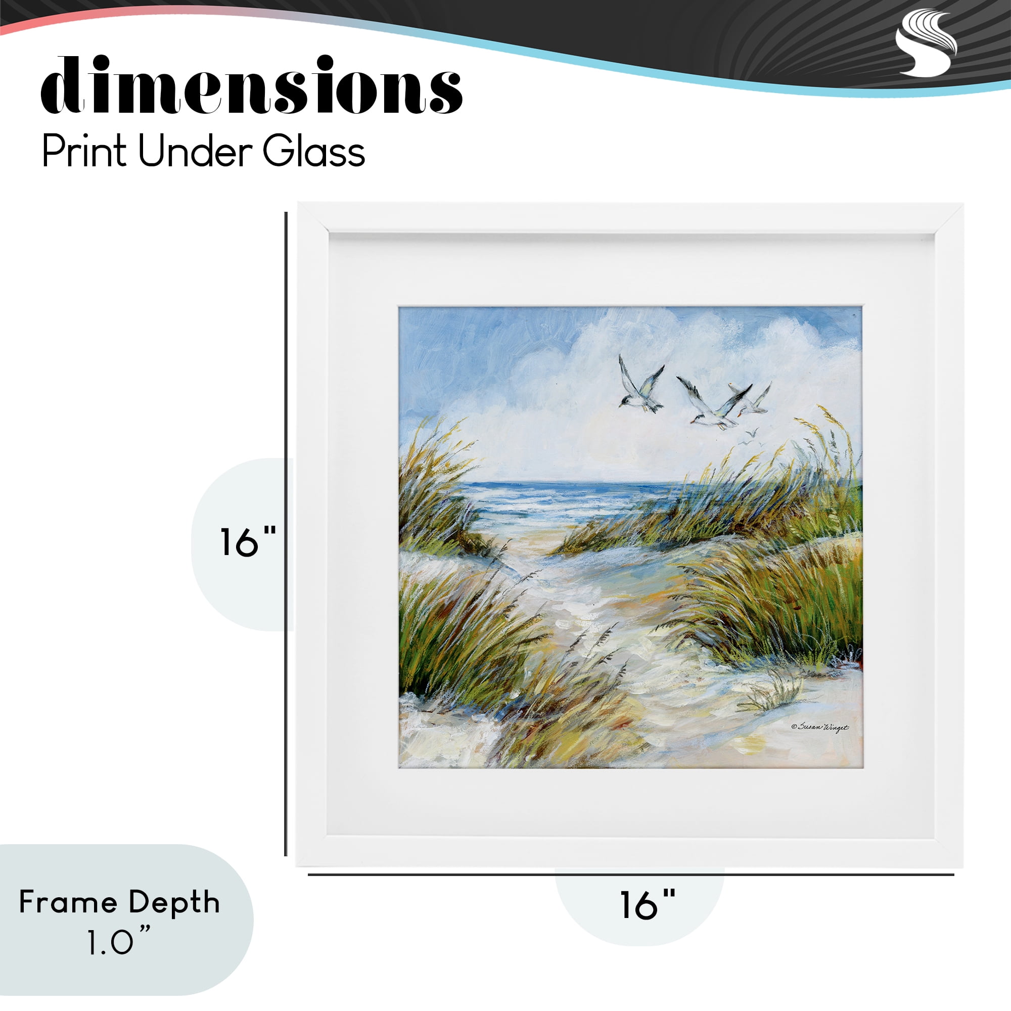 Stupell Industries Beach Path Seagulls Overhead White Framed Print Under Glass, design by Susan Winget