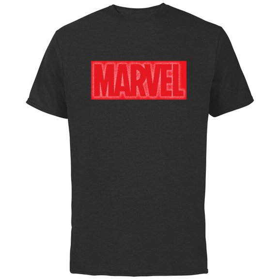 Marvel Logo Red and White Negative Space - Short Sleeve Cotton T-Shirt for Adults - Customized-Black