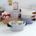 thumbnail image 1 of Storage Basket with Handle Hand Woven Nordic Style Cotton Rope Desktop Organizer Storage Holder for Bedroom, 1 of 7