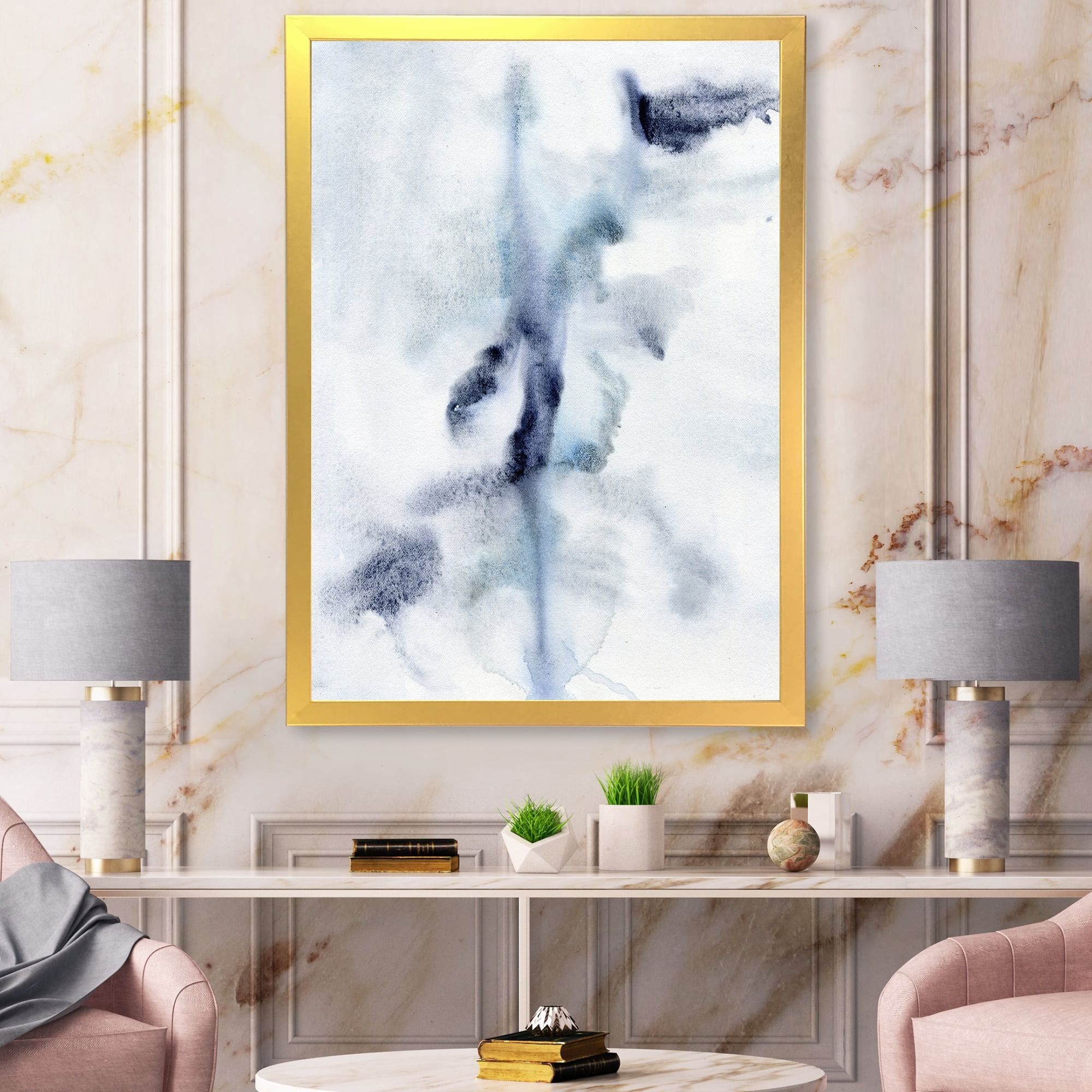 Designart 'Abstract Of Clouds Dark Blue Colored IV' Modern Framed Art Print