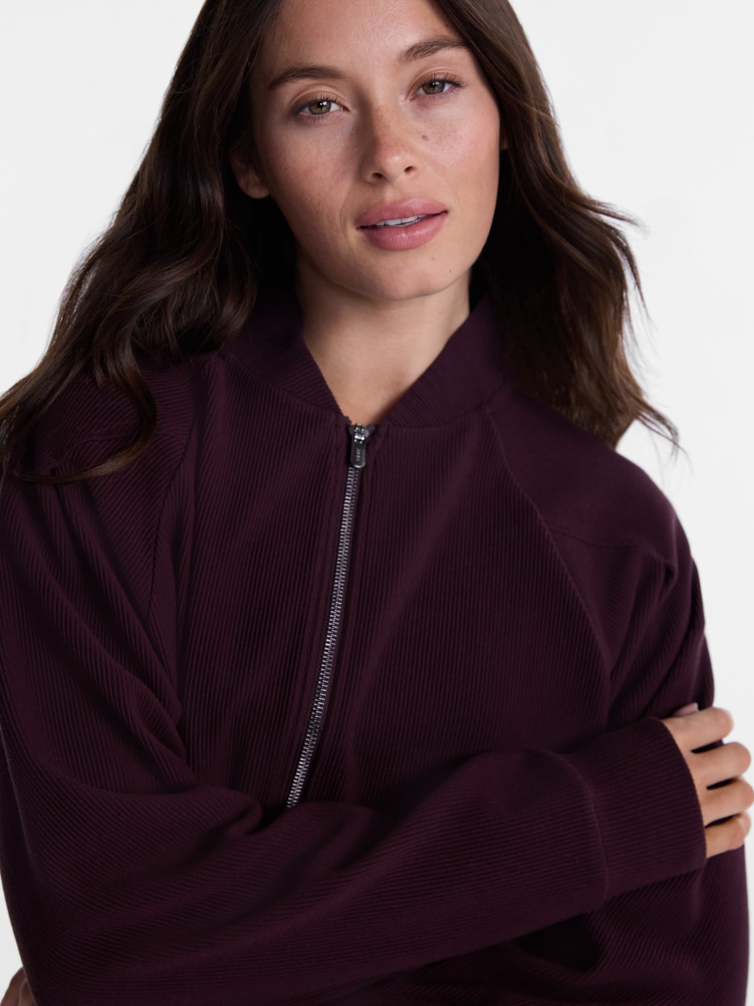 Avia Women's and Women's Plus Ottoman Full Zip Bomber Jacket, Sizes XS-4X