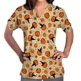 thumbnail image 2 of ICHUANYI Clearance Women Short Sleeve V-neck Tops Uniform Printed Pockets Blouse Nursing(Beige, M) ICHUANYI WER2023081203794, 2 of 5
