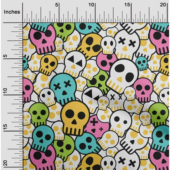 oneOone Silk Tabby White Fabric Skull Fabric For Sewing Printed Craft Fabric By The Yards 42 Inches Wide