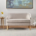 thumbnail image 2 of GDF Studio Kylie Mid Century Modern Fabric Loveseat, Beige and Natural Oak, 2 of 8