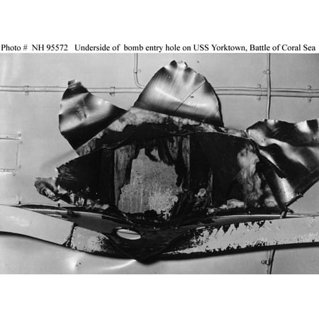 Photo Of Th LAMINATED POSTER Photo #: NH 95572 USS Yorktown (CV-5) View of the underside of her flight deck structure, showing th Poster Print 24 x 36 ()