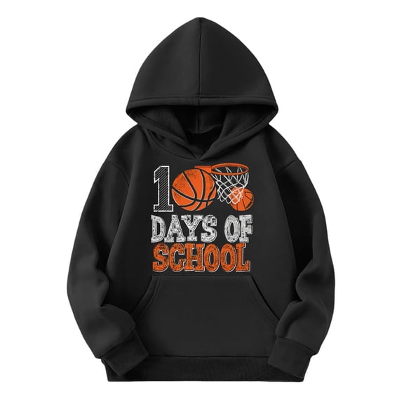 100 Days of School Hoodie for Kids Boys Girls Letter Graphic Print Long Sleeve Sweatshirt Preppy Back to School Sweatshirts