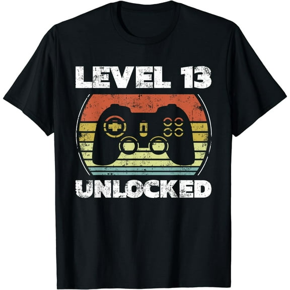 Level 13 Unlocked Funny Video Gamer 13th Birthday T-Shirt mens t shirt，black，women，funny，misfits，men，journey