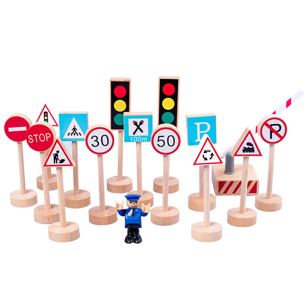 Ensemble de panneaux de signalisation en bois - Jeux - Jouets