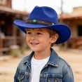 thumbnail image 2 of TAmten Western Cowboy Hat for Kids Classic Roll Up Hat Boys Girl(Blue,3-8 Years), 2 of 4