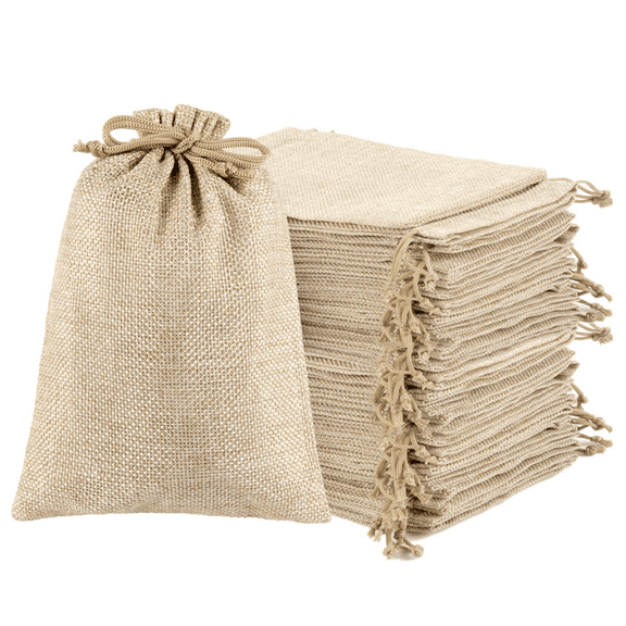 75 Pcs Small Burlap Gift Bags with Drawstring - 5.4" x 3.7" Burlap Favor Sacks, Halloween Candy Bags Mini Gift Wrapping Bags for Wedding Festival Party Favors, DIY Craft