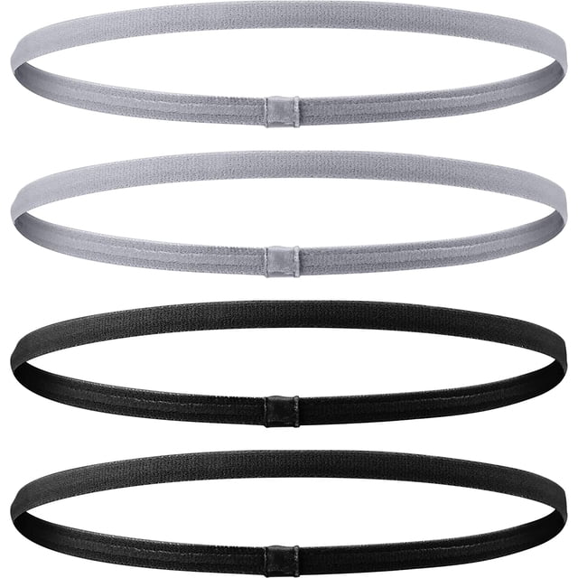 ZHAOCHENG diademas elásticas deportivas gruesas antideslizantes para mujeres y hombres (gris, negro)